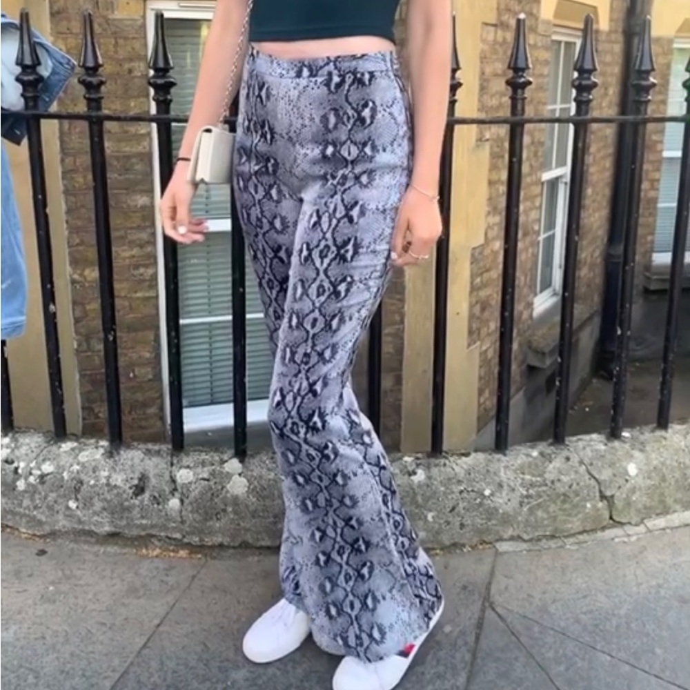 Snake Print Flare Pants
